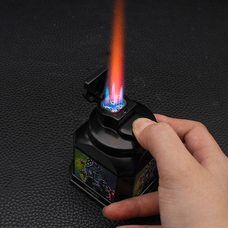 Commercial Printing Press - HONEST NEU Rotes Flammen-Tischgasfeuerzeug, 4-stufige Leistungsstarke